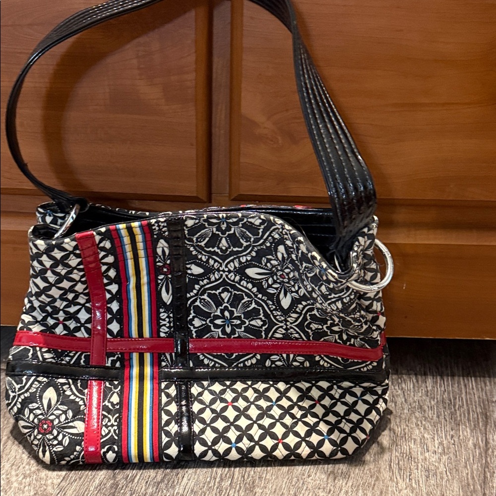 Vera Bradley Black and Red Patterned Shoulder Bag